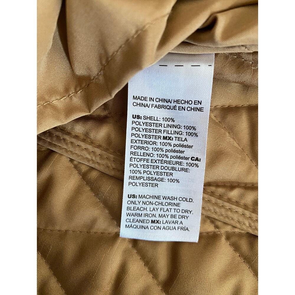 Chico's Quilted Midlength Jacket Neutral Tan Faux Leather Trim Size 3/US 16/18 - Picture 7 of 7